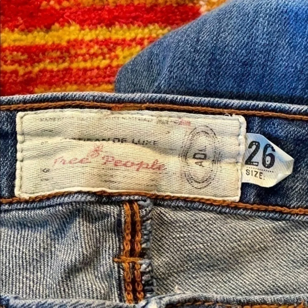 Free People Artisan De Luxe Patchwork Boho Distressed Acid Washed Denim Jeans